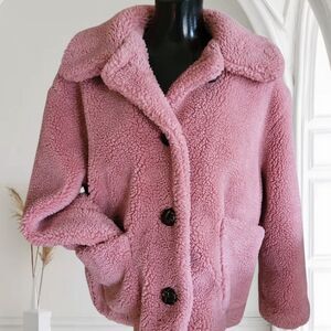 Women's Pink Sherpa Jacket